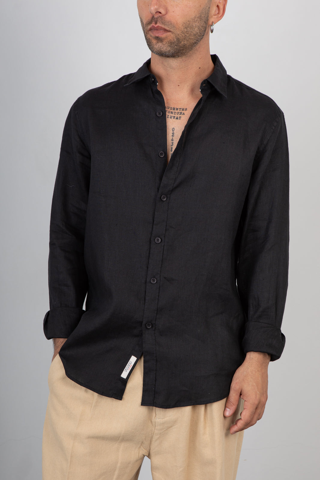 Camicia lino GIANNI LUPO - GL7619S NERO