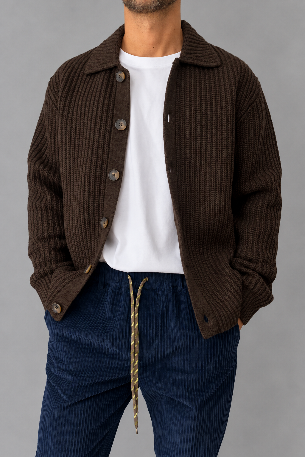 Cardigan costa inglese HAMAKI-OH - 3227H MORO
