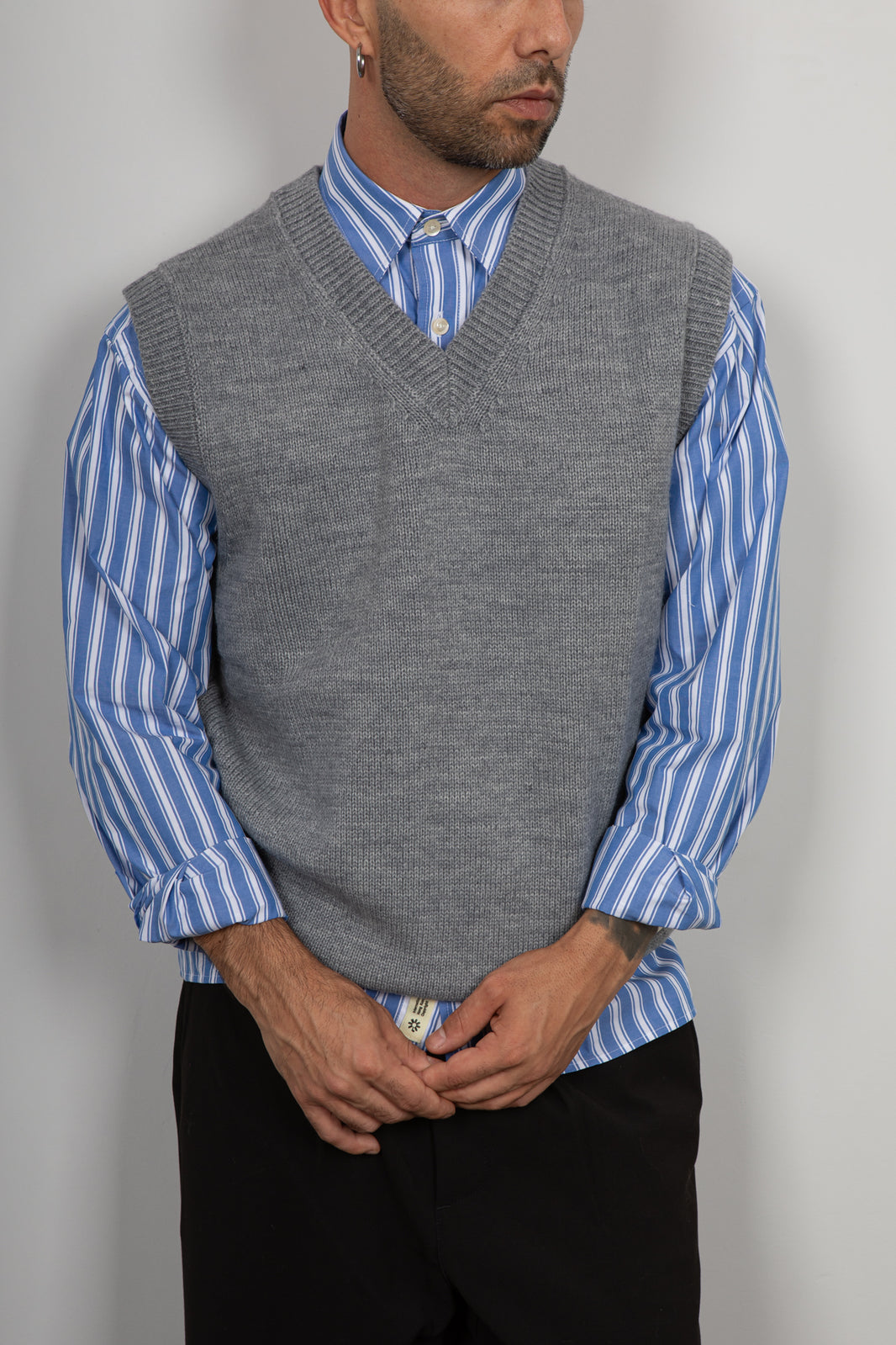 Smanicato in maglia GIANNI LUPO - GRIGIO GL35261