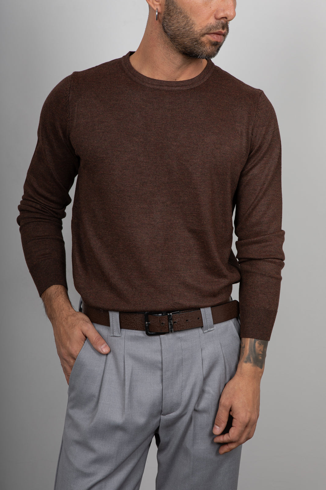 Maglione girocollo in viscosa LANDEK - CAFFE L-207