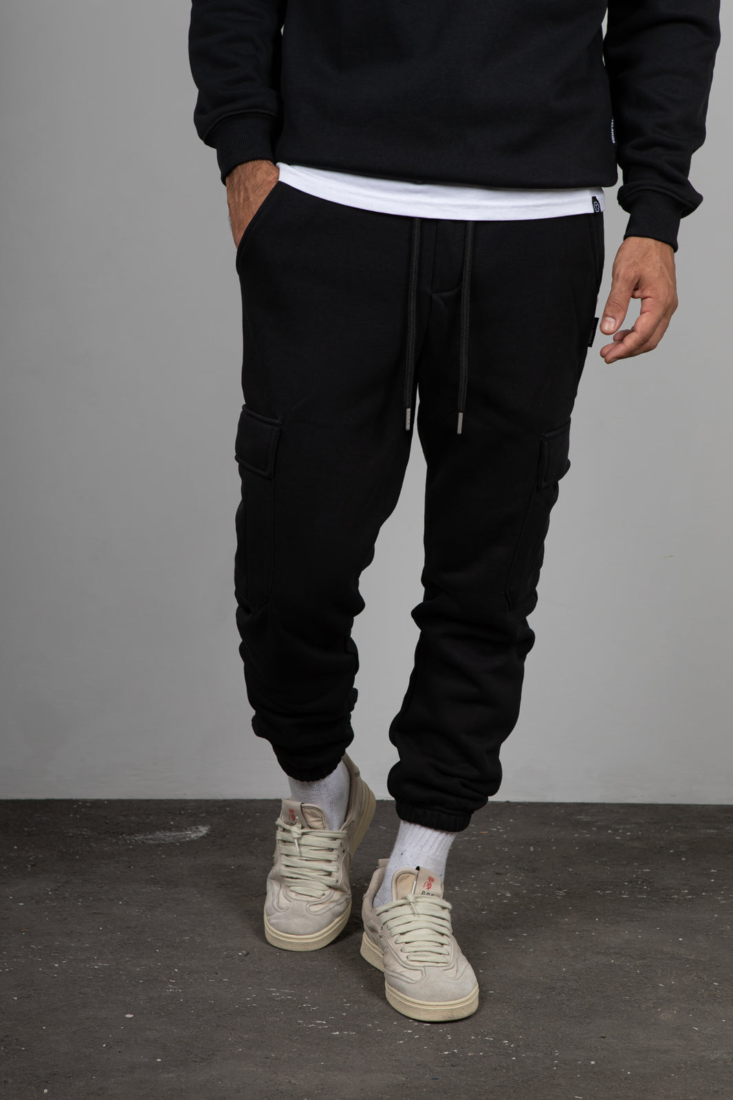 Pantalone  Felpato Cargo TELAMIRA- NERO BTF0034