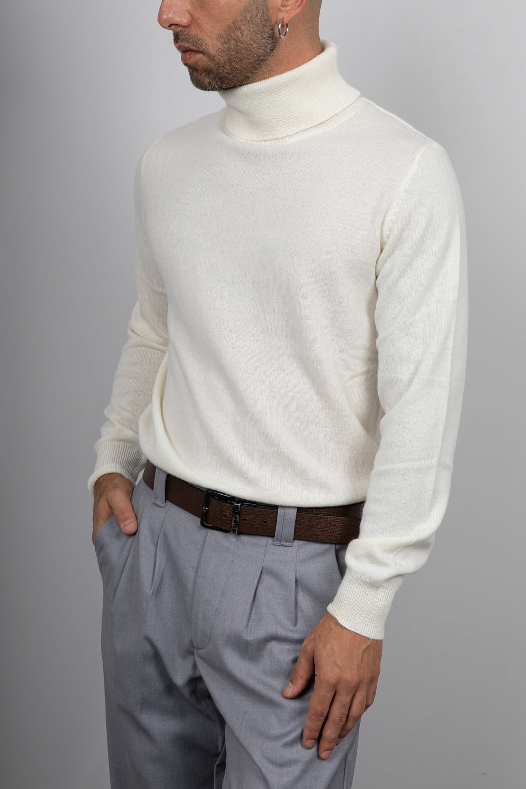 Maglione collo alto cashmere GIANNI LUPO - PANNA GL387S