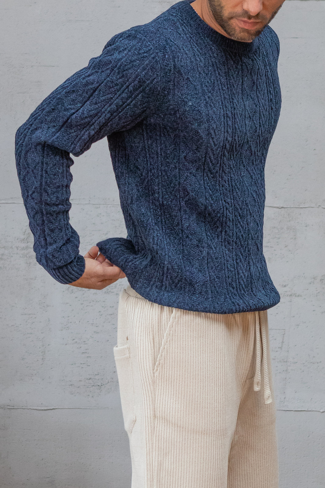 Maglione a trecce GIANNI LUPO - NAVY GL35055