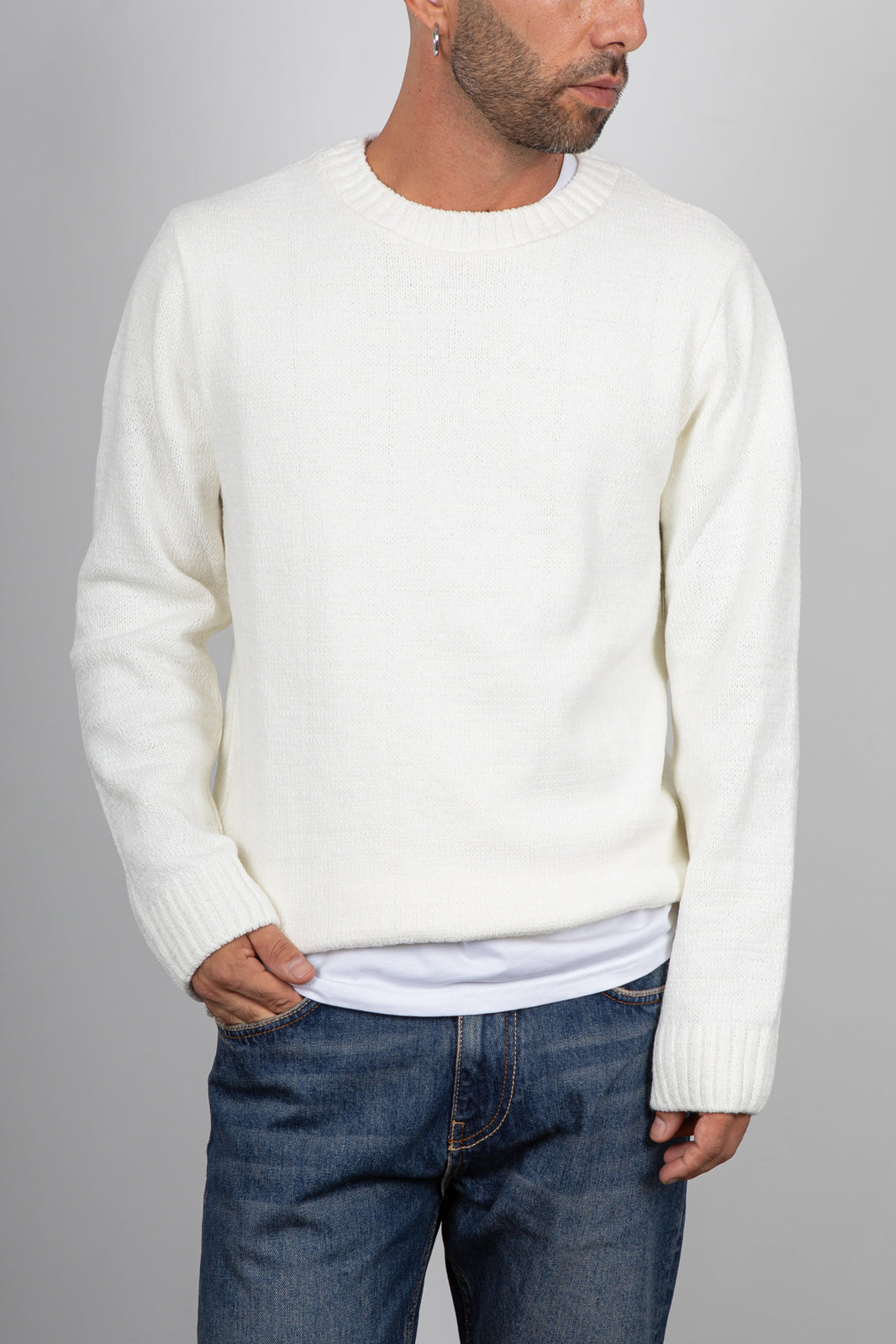 Maglione in ciniglia SQUAD2 - PANNA MA424