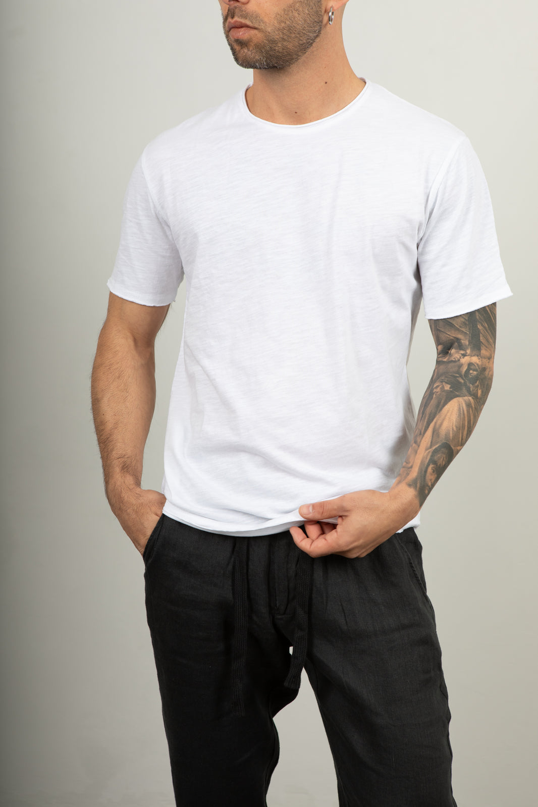 T-shirt taglio vivo GIANNI LUPO - GM107310 BIANCA