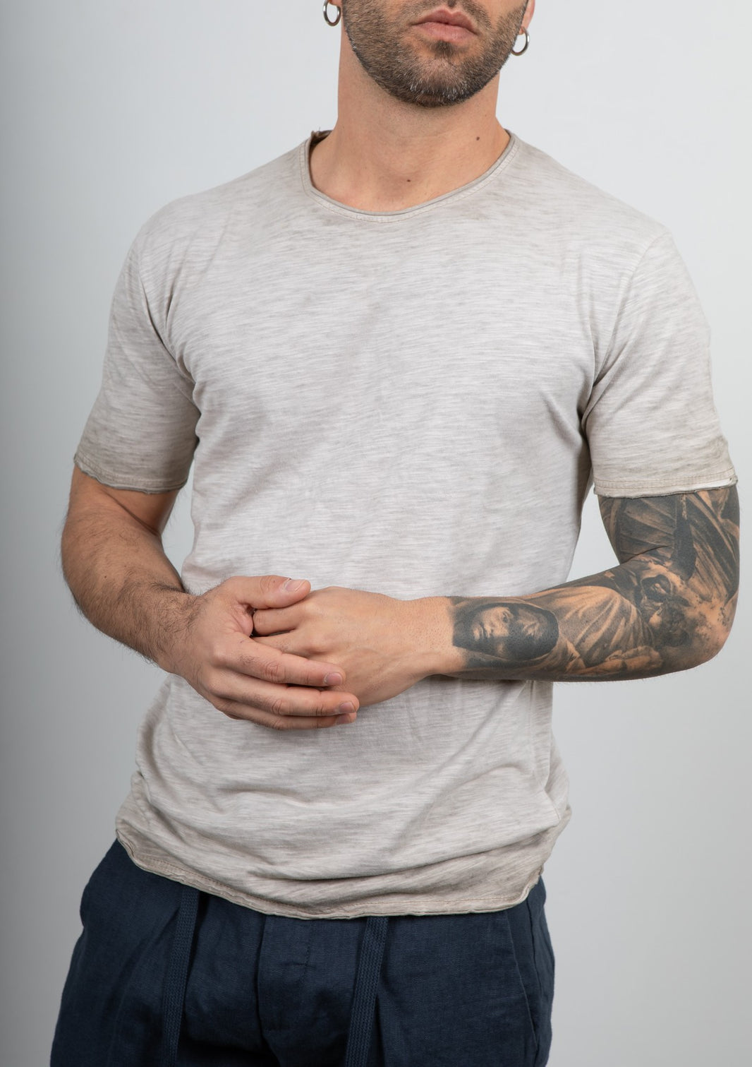 T-shirt taglio vivo GIANNI LUPO - GM107310 CAMEL