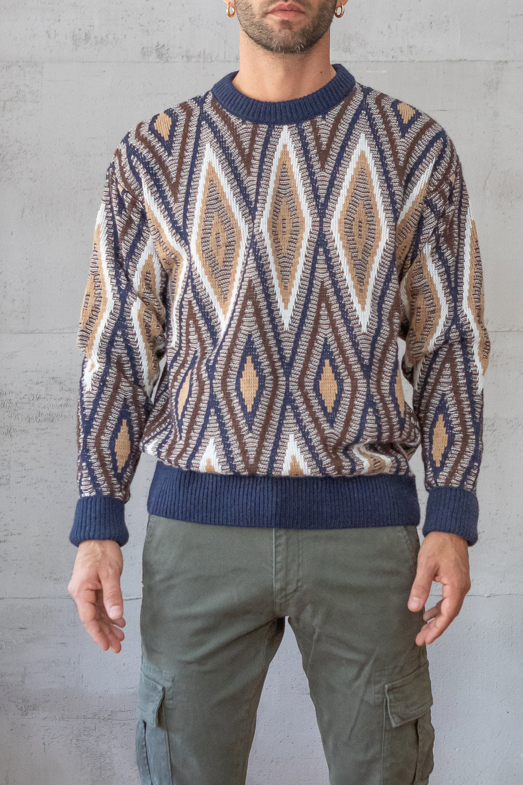 Maglione BERNA- BLU/CAFFE 246046