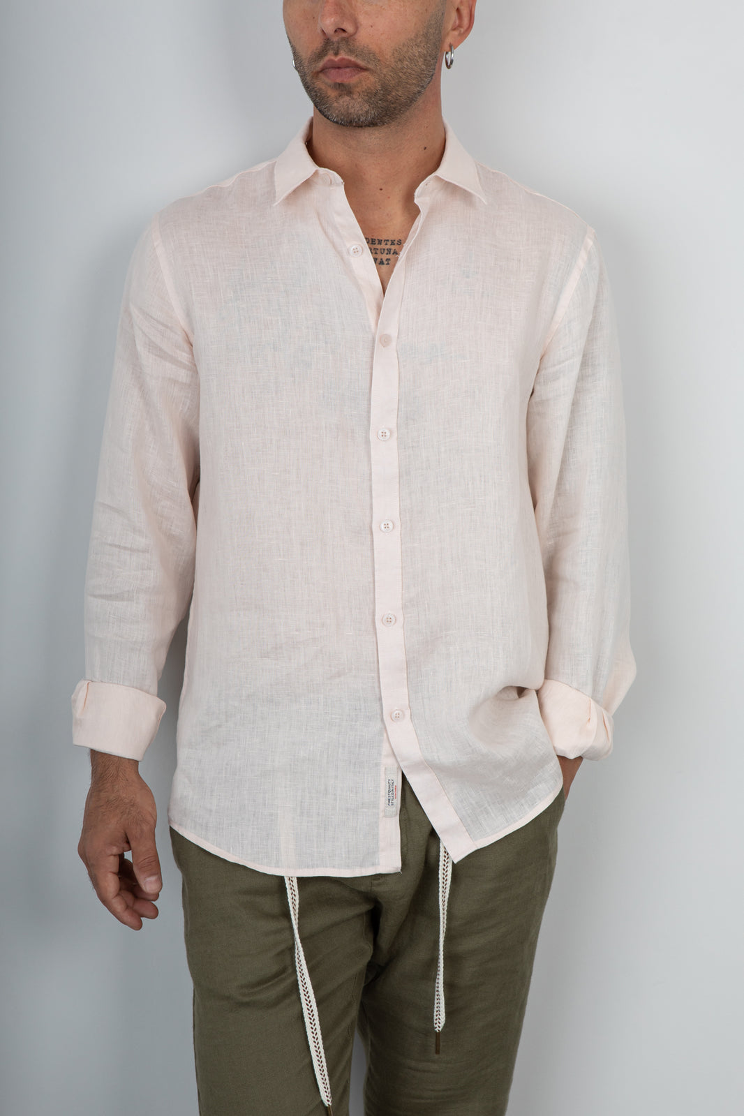Camicia lino GIANNI LUPO - GL7619S ROSA