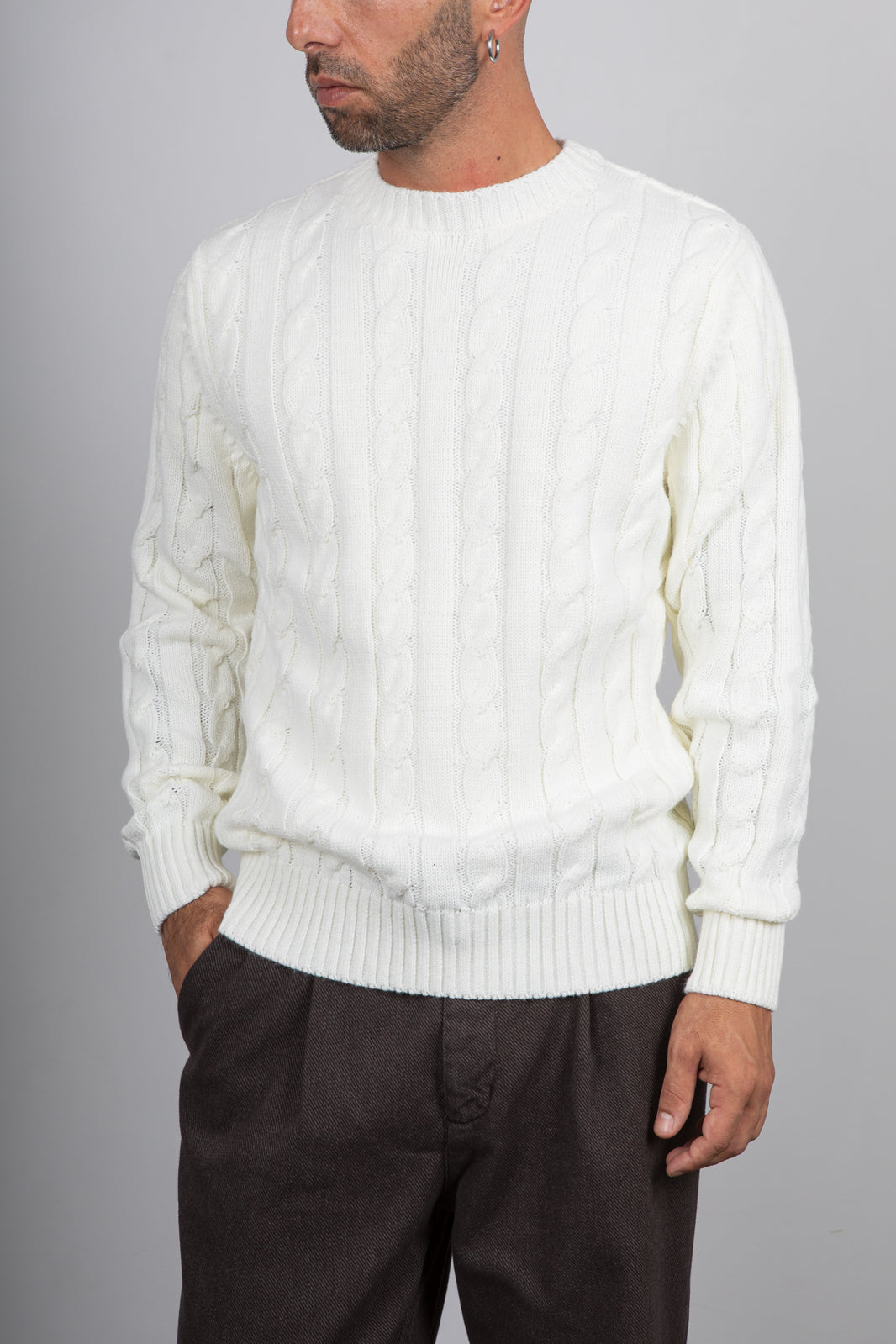 Maglione a trecce TELAMIRA - PANNA MA2050