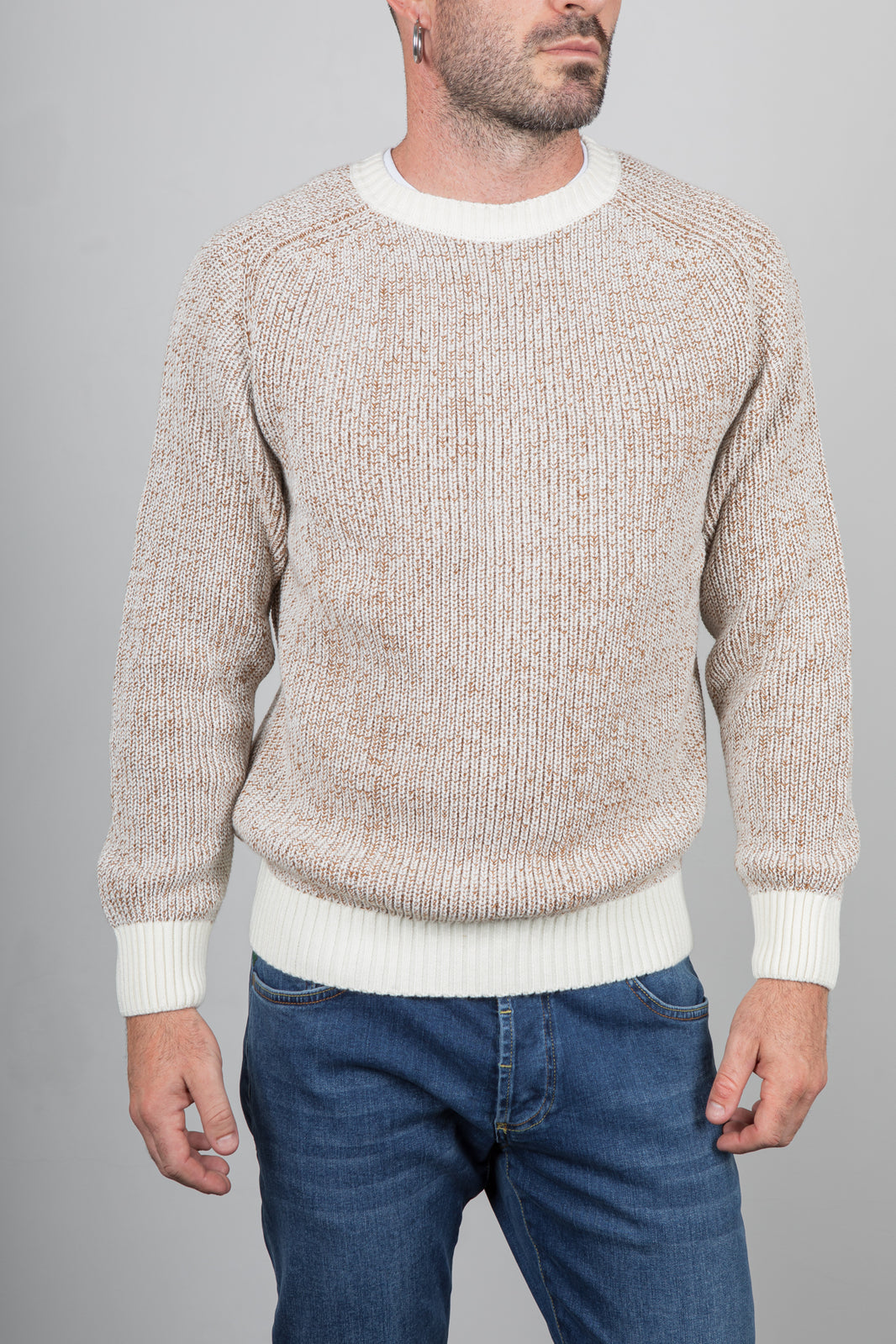 Maglione costa inglese TELAMIRA - BIANCO/BISCOTTO MA2060