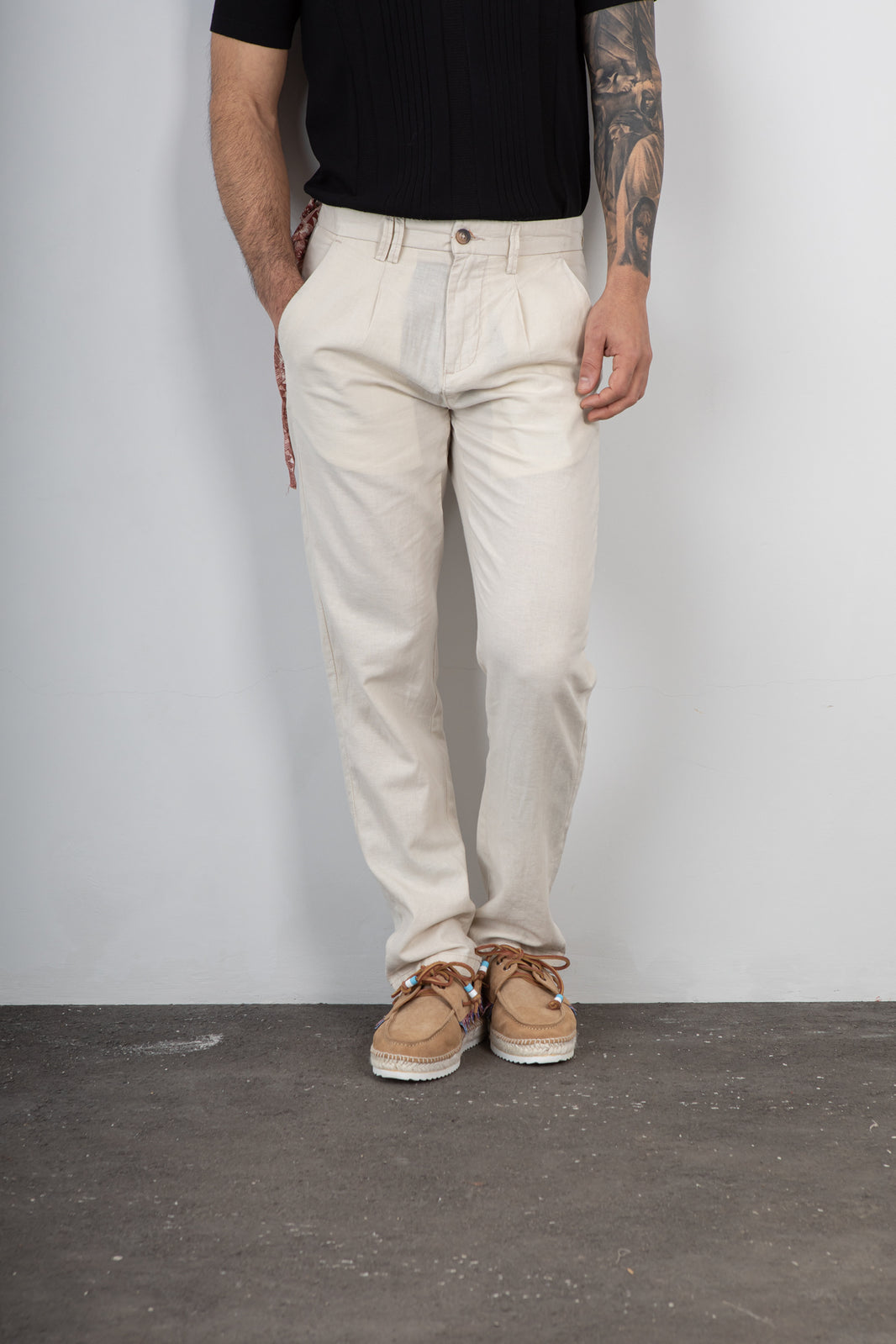 Pantalone misto lino TREZ - PURO-2233 ECRU' 614