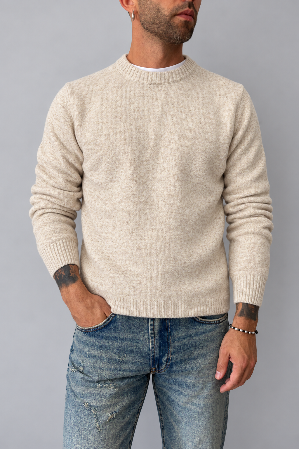 Maglione misto cashmere TELAMIRA - STM06263 BURRO