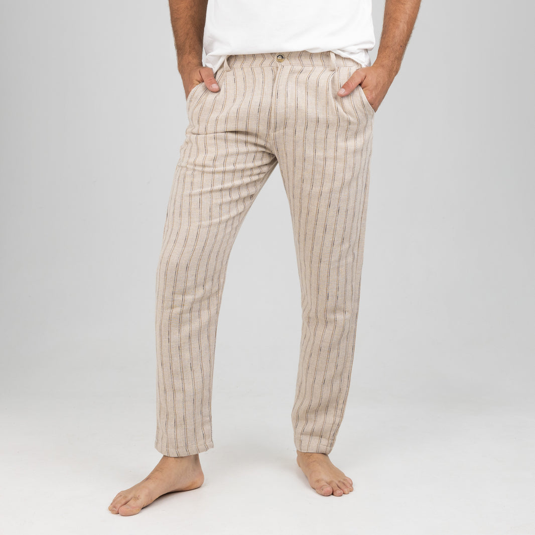 TELAMIRA-STRIPE BEIGE TROUSERS JTP032