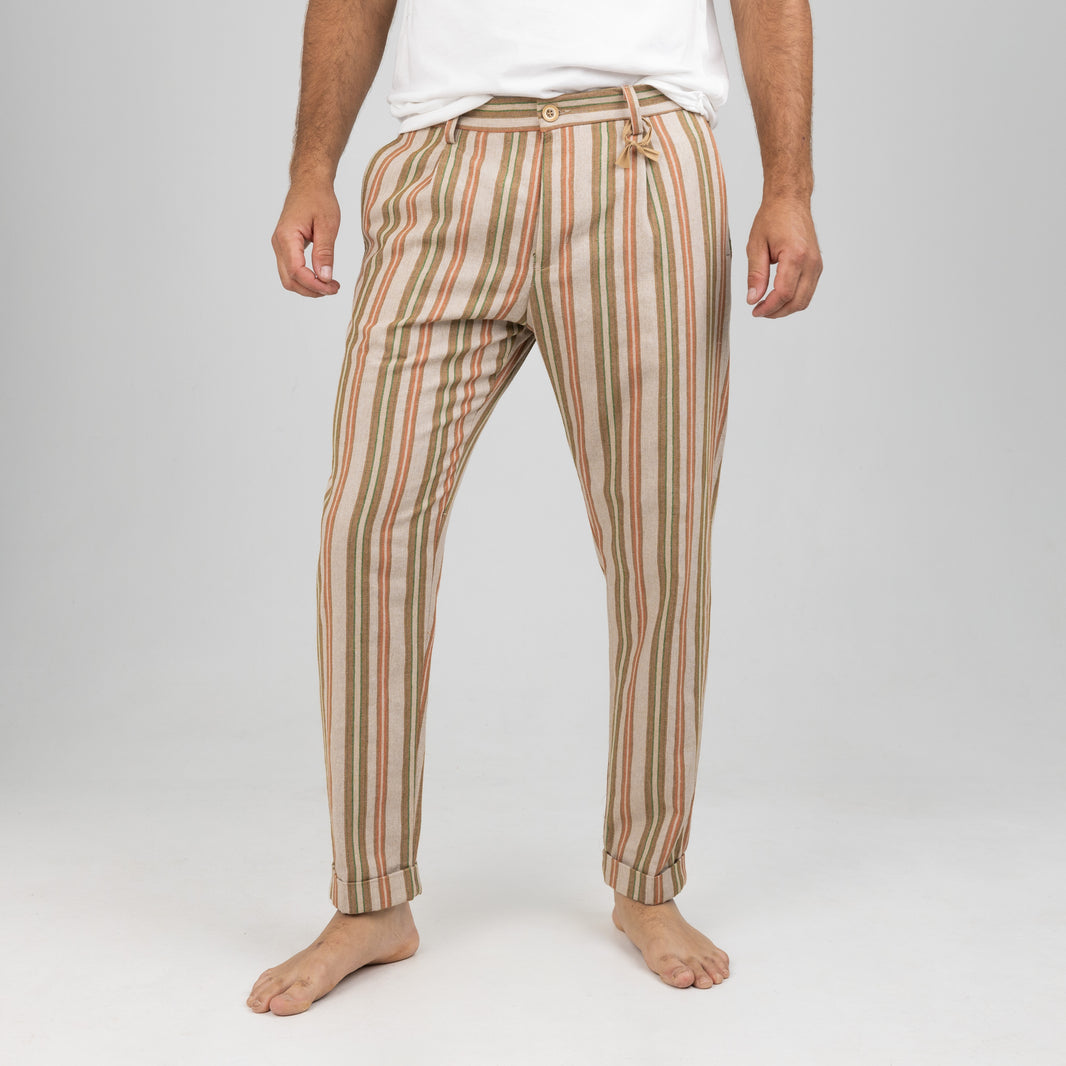 OVER D STRIPED TROUSERS-ORANGE OE1S2S4P68