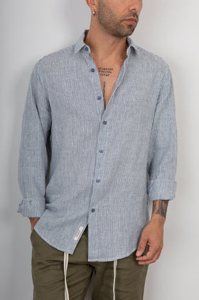 Camicia lino a righe GIANNI LUPO - GL7828S BLUE