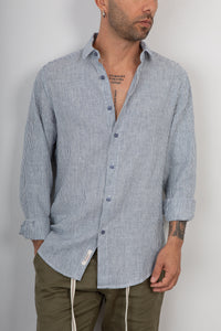 Camicia lino a righe GIANNI LUPO - GL7828S BLUE