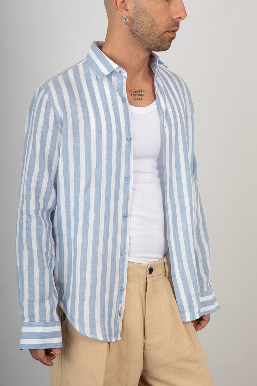 Camicia a righe GIANNI LUPO - GL7781S SKY