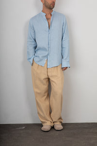 Camicia coreana in lino GIANNI LUPO - GL7620S SKY