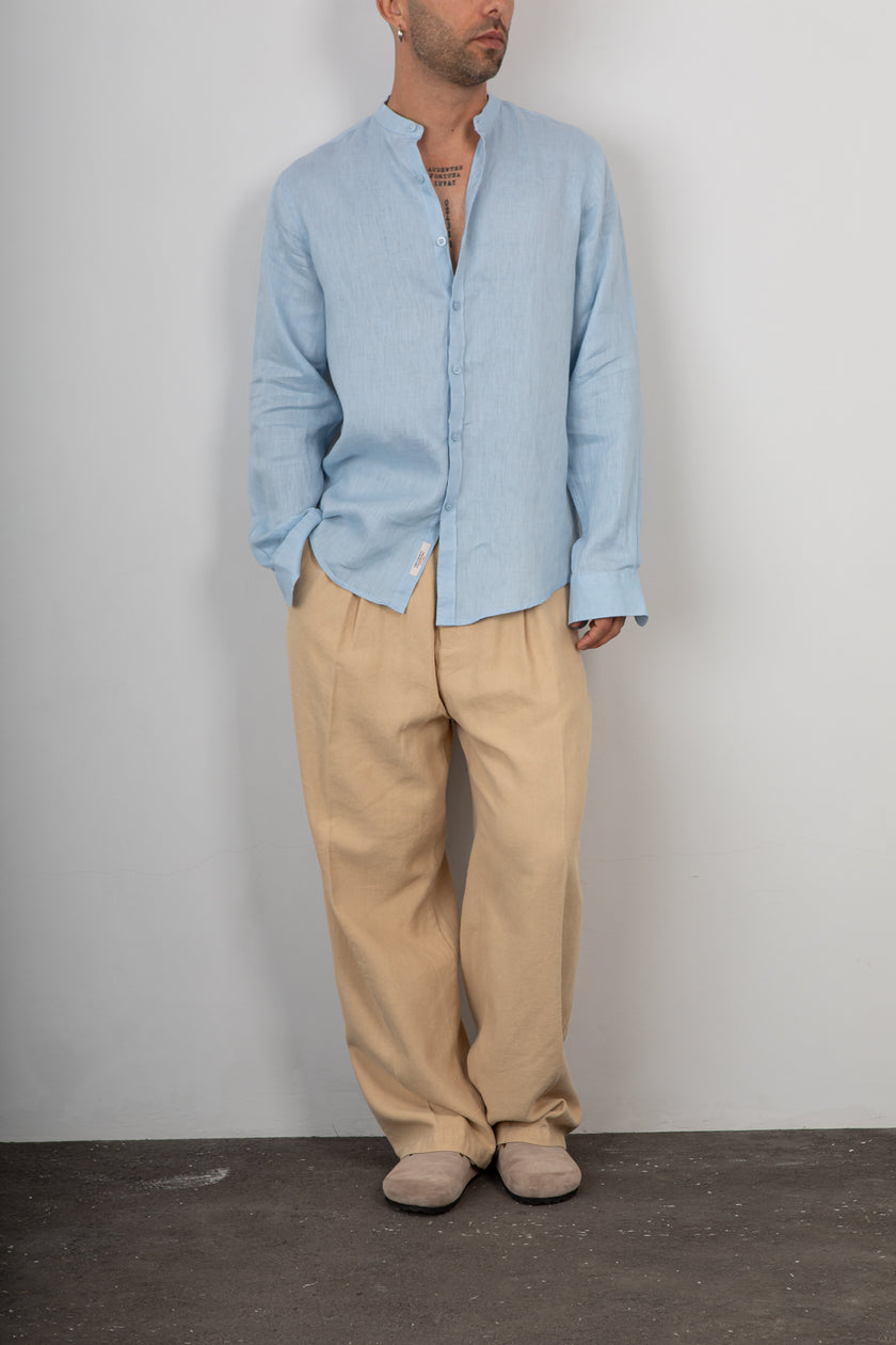 Camicia coreana in lino GIANNI LUPO - GL7620S SKY