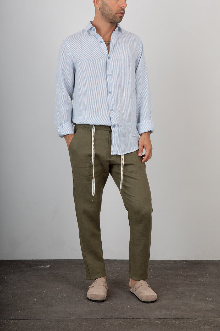 Camicia lino a righe GIANNI LUPO - GL7828S SKY