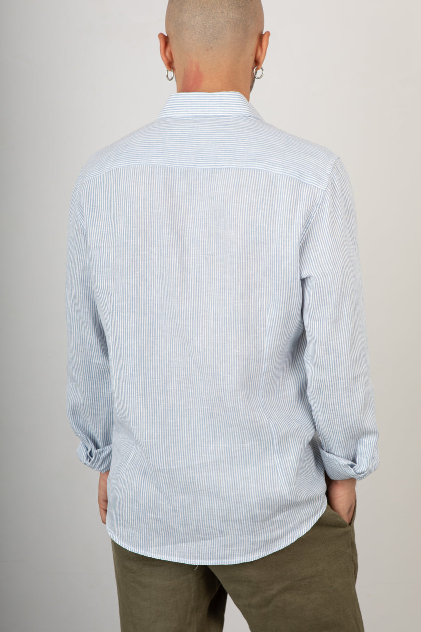 Camicia lino a righe GIANNI LUPO - GL7828S SKY