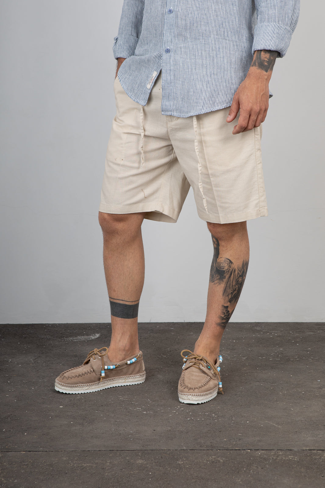Bermuda misto lino TELAMIRA - DTB06044 BEIGE