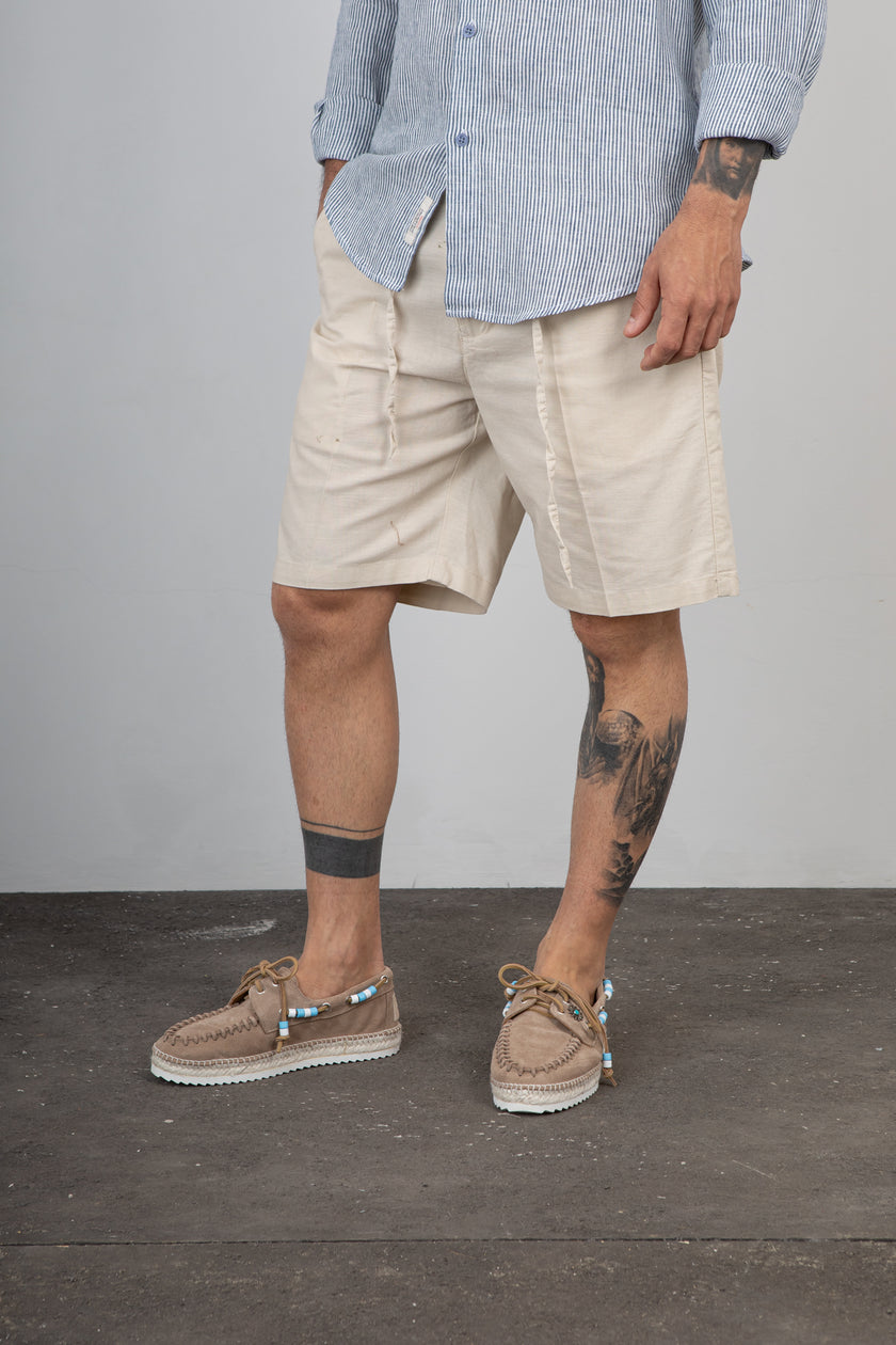 Bermuda misto lino TELAMIRA - DTB06044 BEIGE
