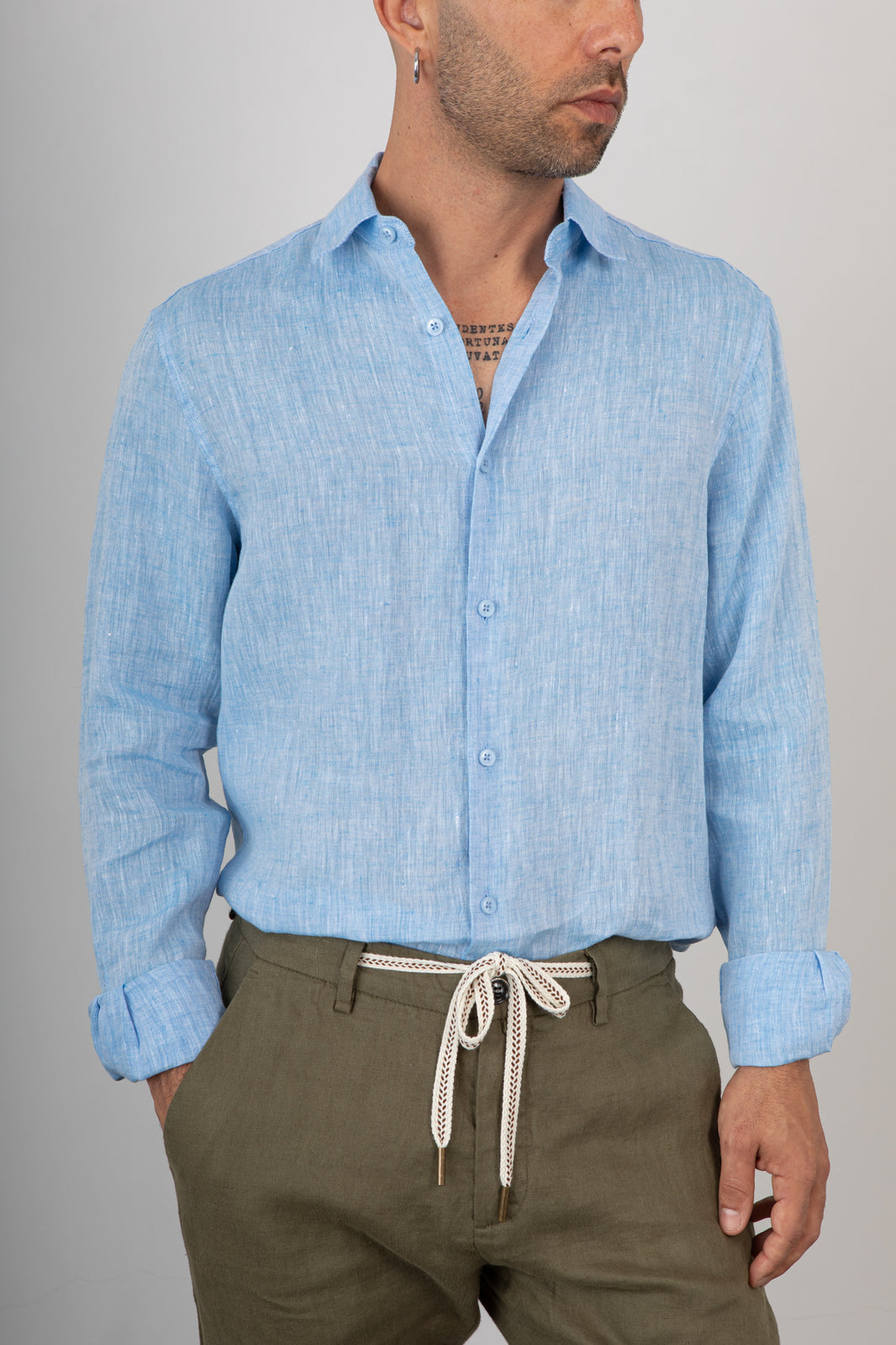 Camicia di lino GIANNI LUPO - GL7732S SKY