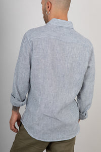 Camicia lino a righe GIANNI LUPO - GL7828S BLUE