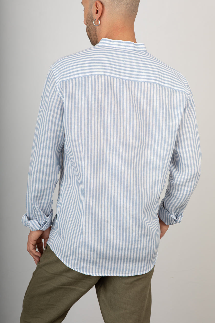 Camicia in lino coreana GIANNI LUPO - GL7782S SKY