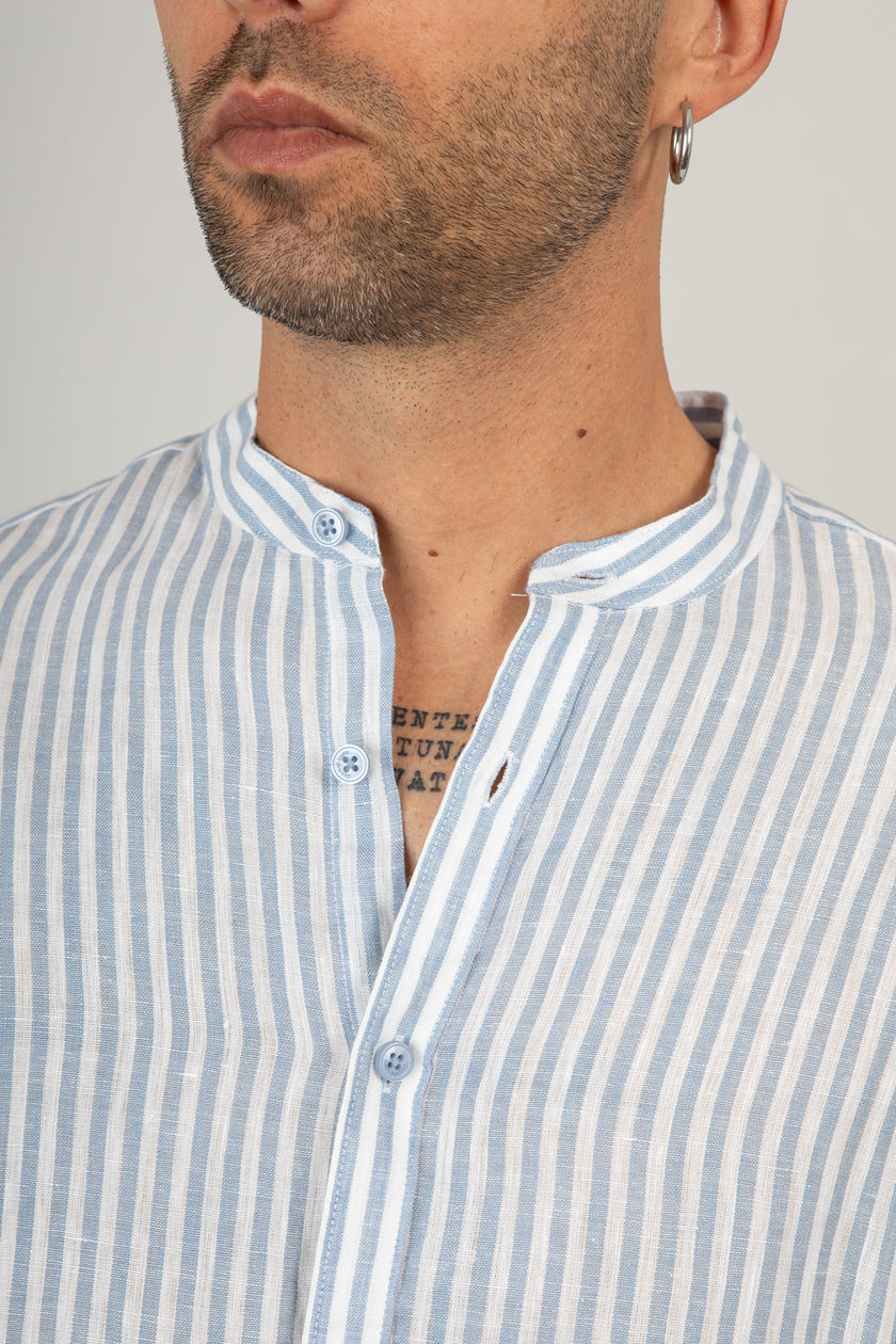 Camicia in lino coreana GIANNI LUPO - GL7782S SKY
