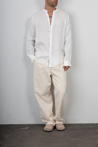 Camicia coreana in lino GIANNI LUPO - GL7620S BIANCO