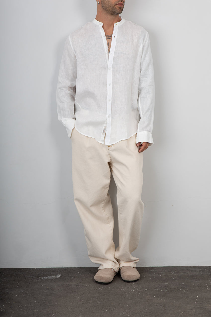 Camicia coreana in lino GIANNI LUPO - GL7620S BIANCO