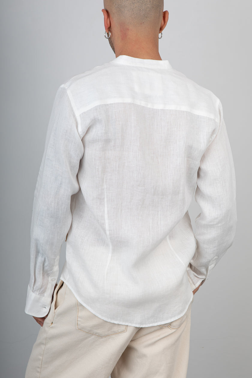 Camicia coreana in lino GIANNI LUPO - GL7620S BIANCO