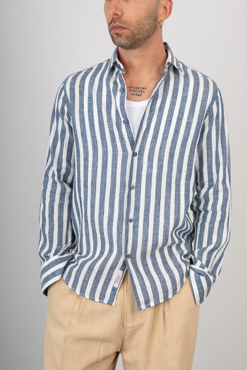 Camicia a righe GIANNI LUPO - GL7781S BLU