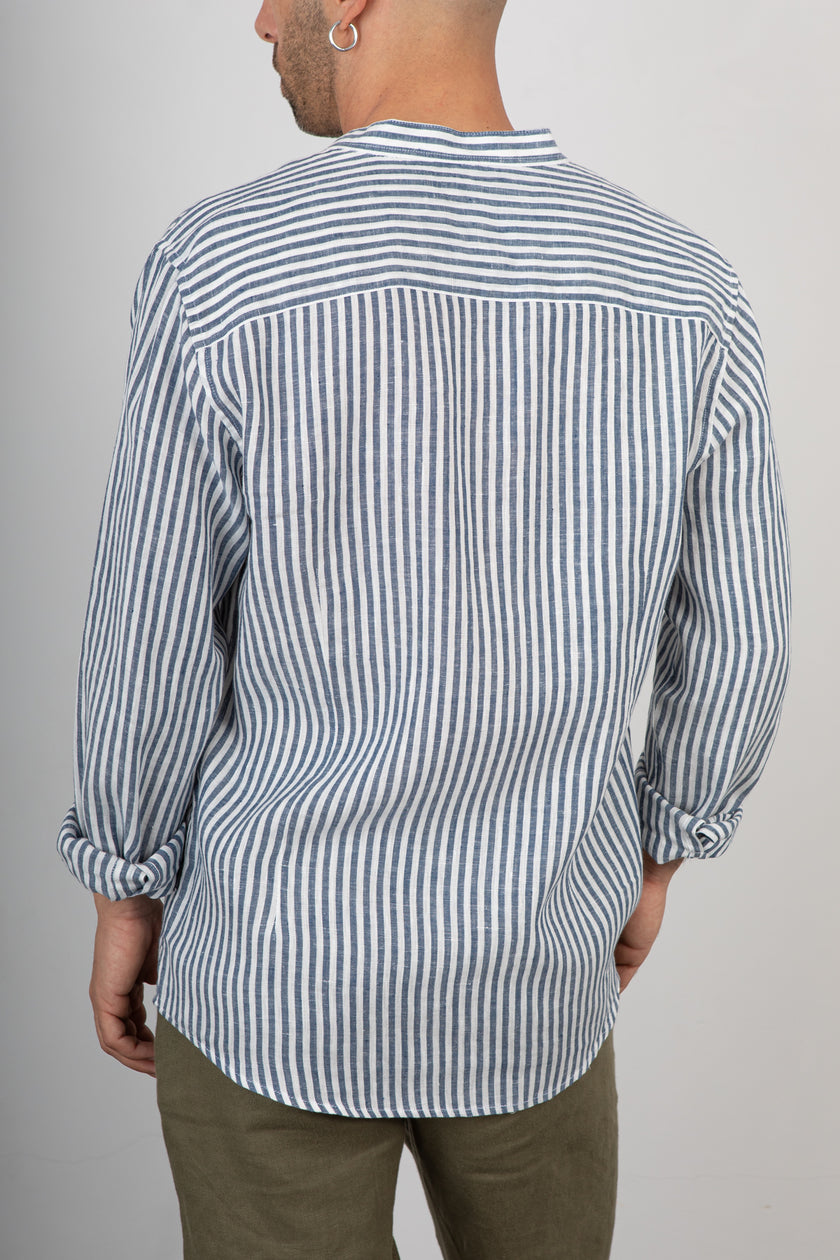Camicia in lino coreana GIANNI LUPO - GL7782S BLUE
