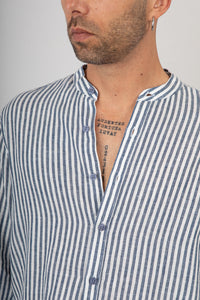Camicia in lino coreana GIANNI LUPO - GL7782S BLUE