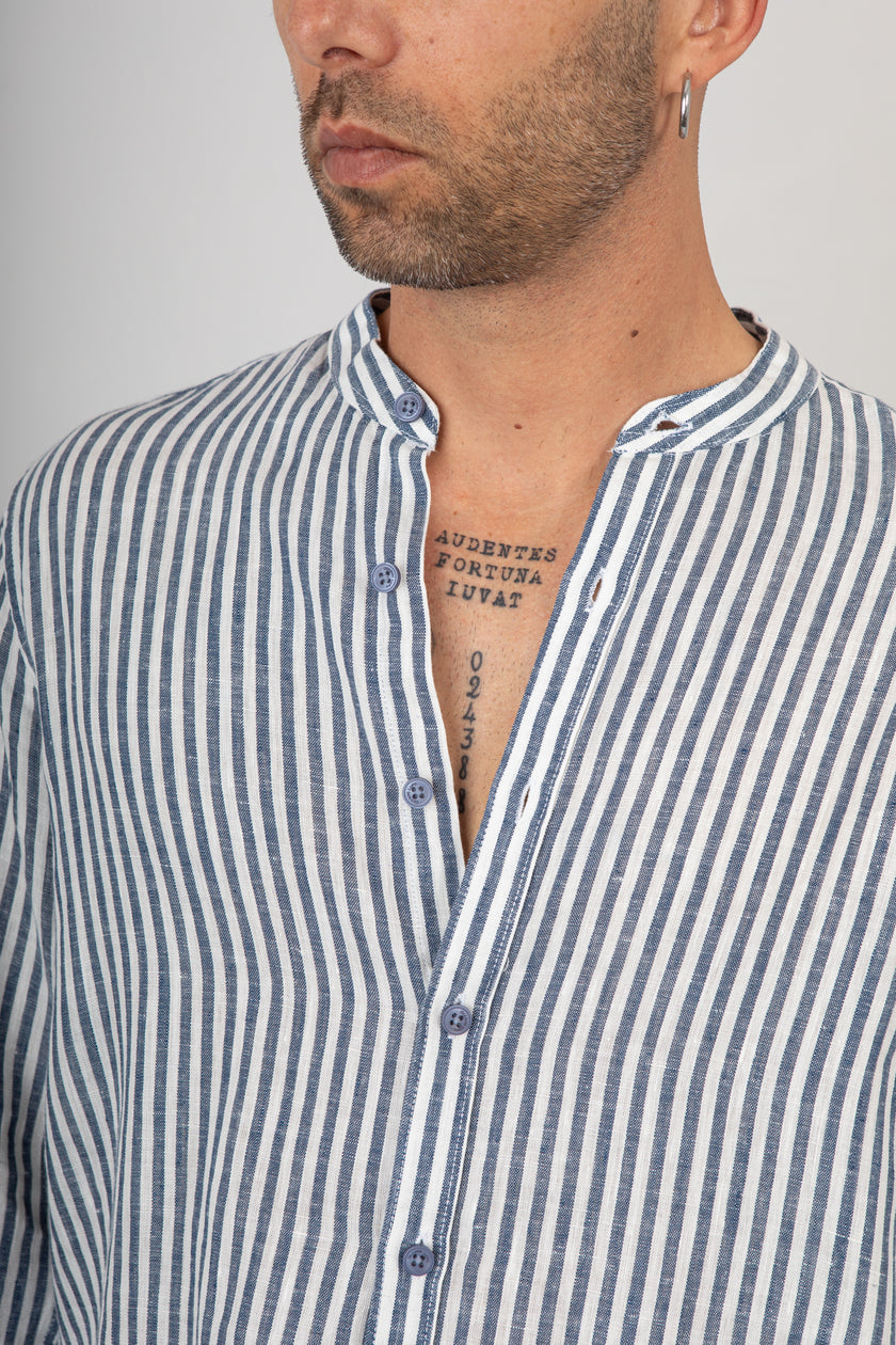 Camicia in lino coreana GIANNI LUPO - GL7782S BLUE