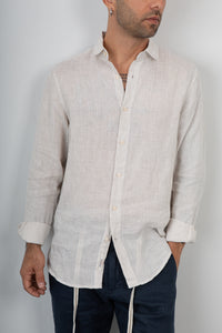Camicia lino a righe GIANNI LUPO - GL7828S BEIGE
