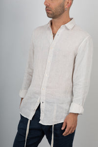 Camicia lino a righe GIANNI LUPO - GL7828S BEIGE