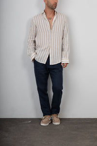 Camicia a righe GIANNI LUPO - GL7781S BEIGE