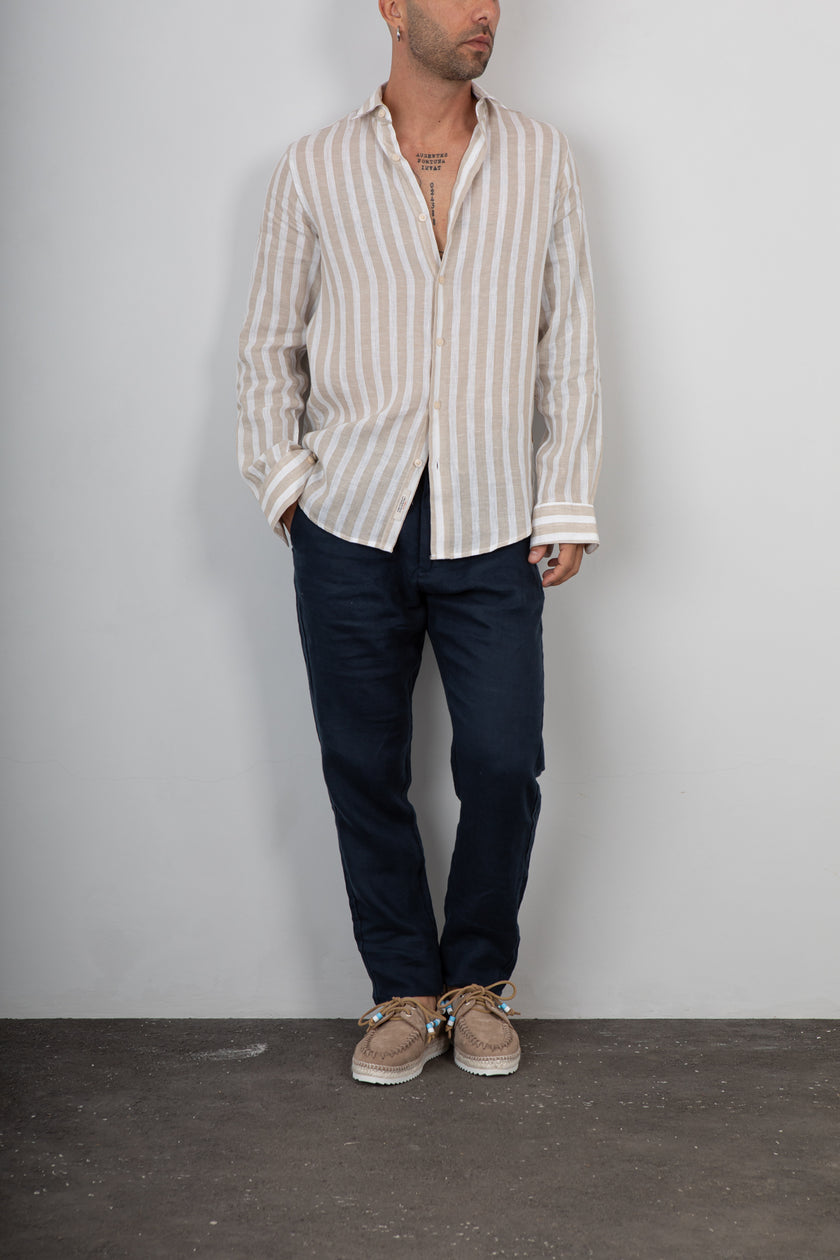 Camicia a righe GIANNI LUPO - GL7781S BEIGE