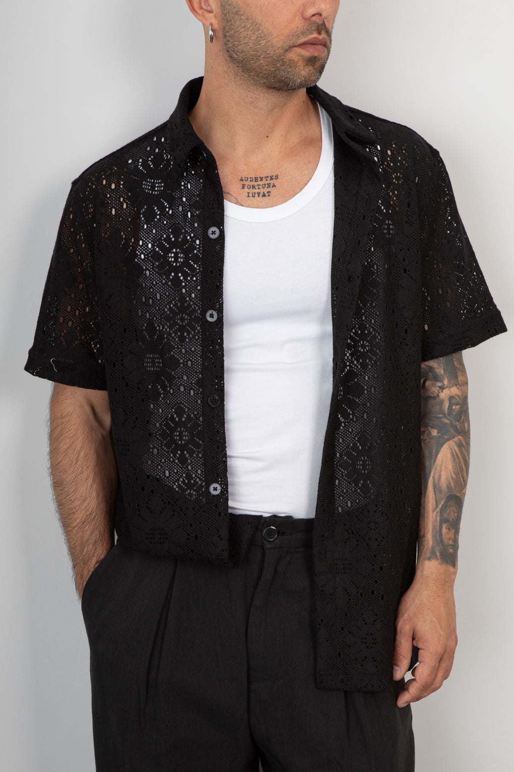 Camicia in pizzo GIANNI LUPO - GL60140D NERO