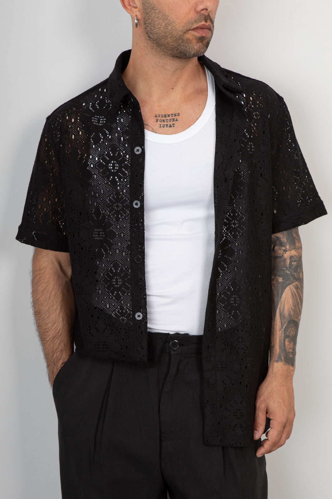 Camicia in pizzo GIANNI LUPO - GL60140D NERO