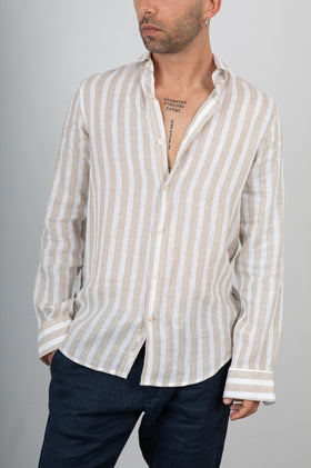 Camicia a righe GIANNI LUPO - GL7781S BEIGE