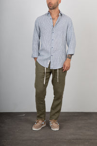 Camicia lino a righe GIANNI LUPO - GL7828S BLUE