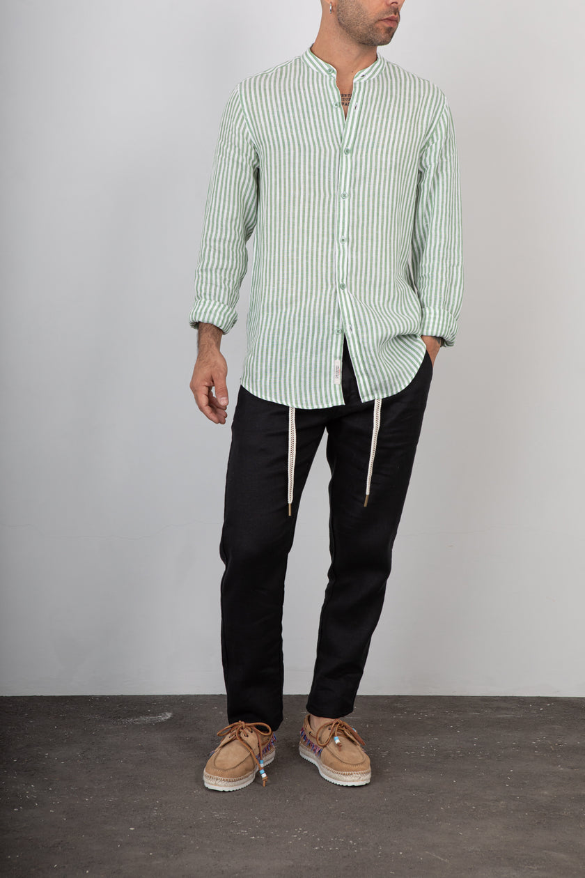Camicia in lino coreana GIANNI LUPO - GL7782S GREEN