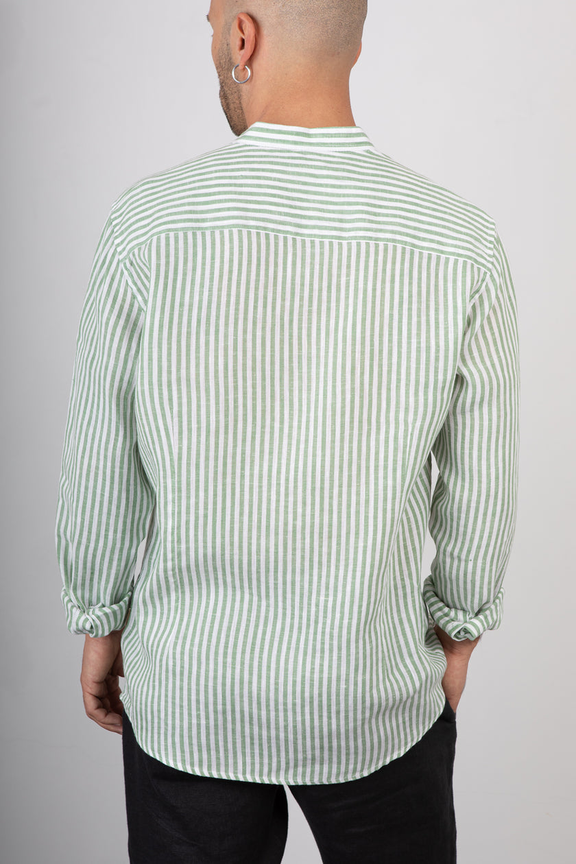 Camicia in lino coreana GIANNI LUPO - GL7782S GREEN