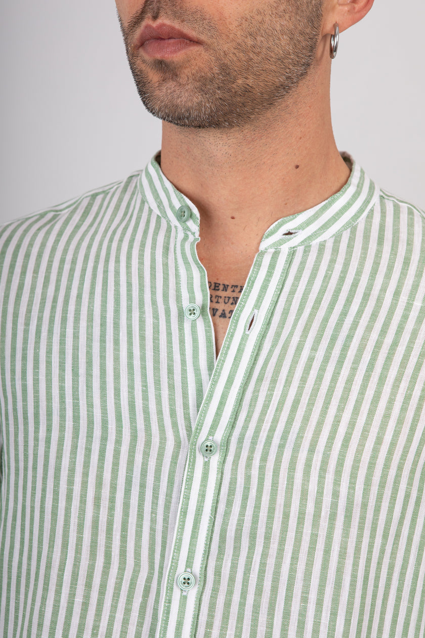 Camicia in lino coreana GIANNI LUPO - GL7782S GREEN