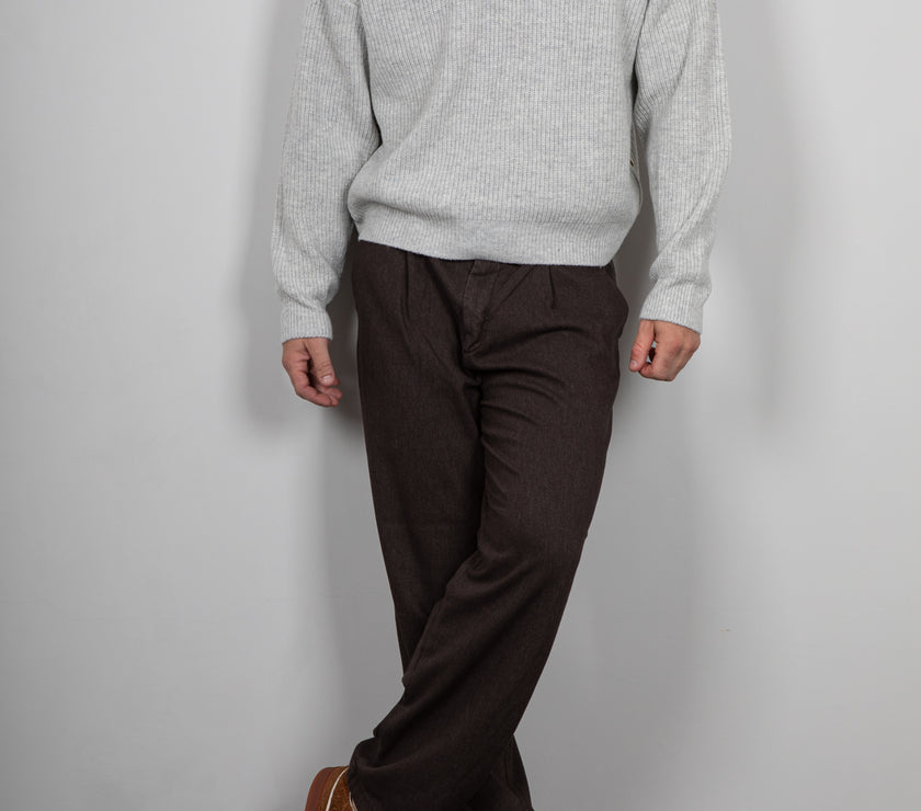 Maglione Cropped Half Zip WOODBIRD-GRIGIO MELANGE 2536-805